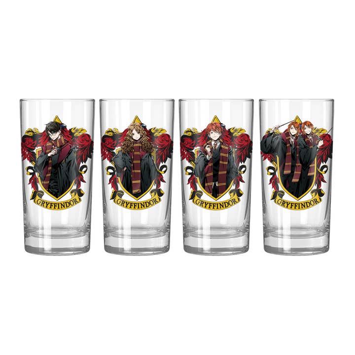 Harry Potter Character Crests 4pc. 10oz. Tumbler Glass Set for wholesale by Silver Buffalo
