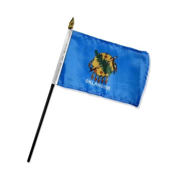 Oklahoma 4x6in Stick Flag for wholesale by Flags Importer