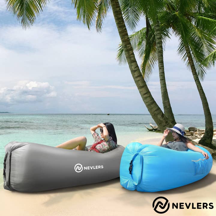 Nevlers - Wholesale Inflatables - Nevlers 2 Pack Inflatable Lounger - Blue and Gray