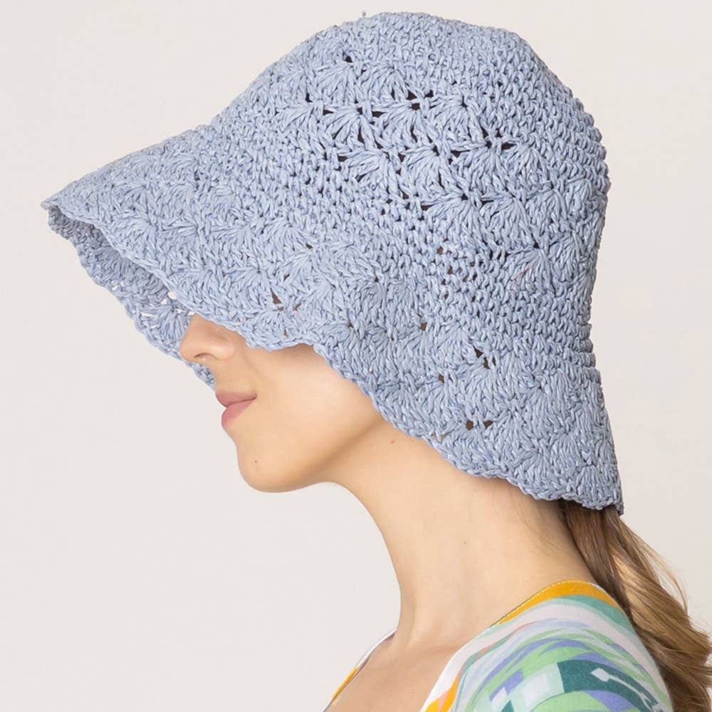 Sensibling Corp. - Wholesale Bucket Hat - Women's - Crochet Straw Bucket Hat
3