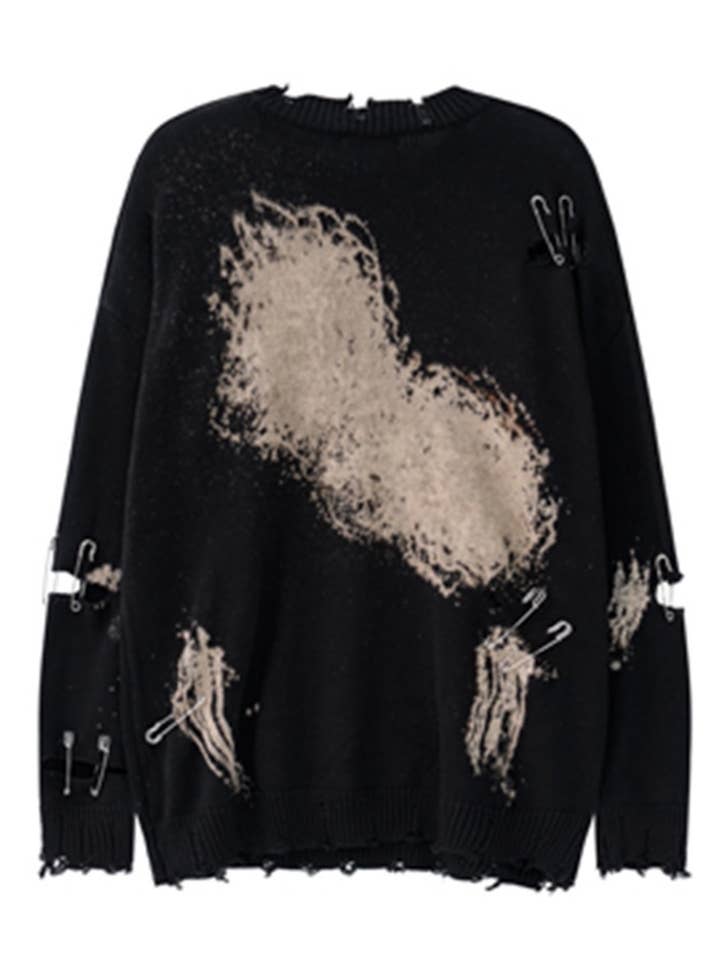 Luxe & Leather by Madonna & Co - Wholesale Knit Sweater - Women's - Distressed Pattern Sweater1