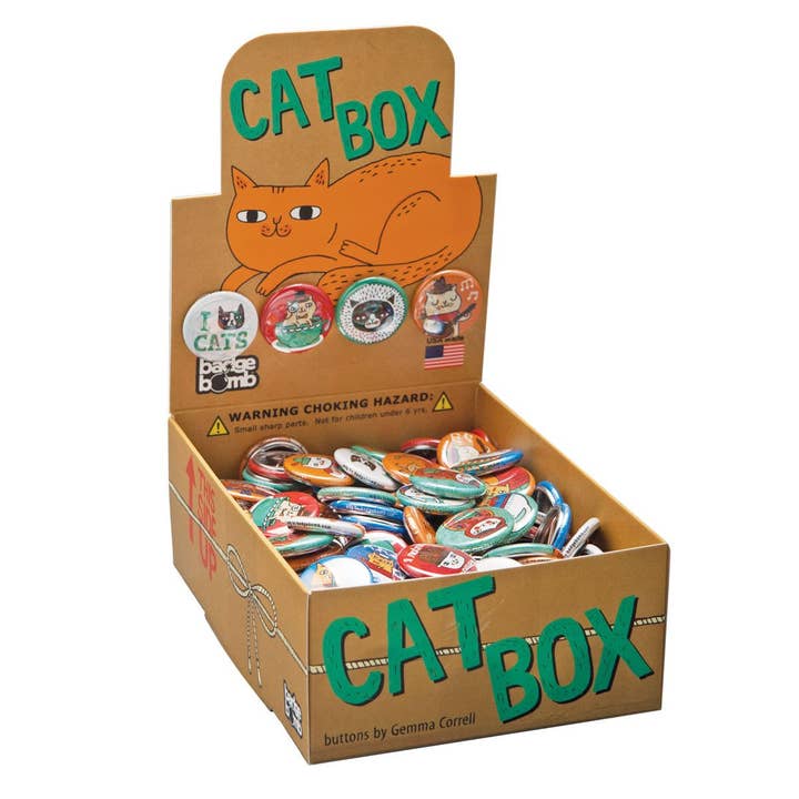 Badge Bomb - Wholesale Lapel pin/button - Cat Box 1" Button Box