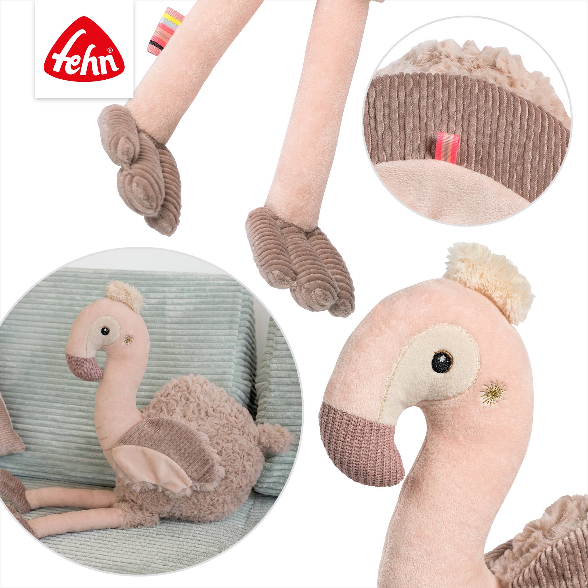 Fehn - Venta al por mayor Peluche - Niños y bebés - Peluche Flamenco XL - Juguete de tela y amigo para abrazar3