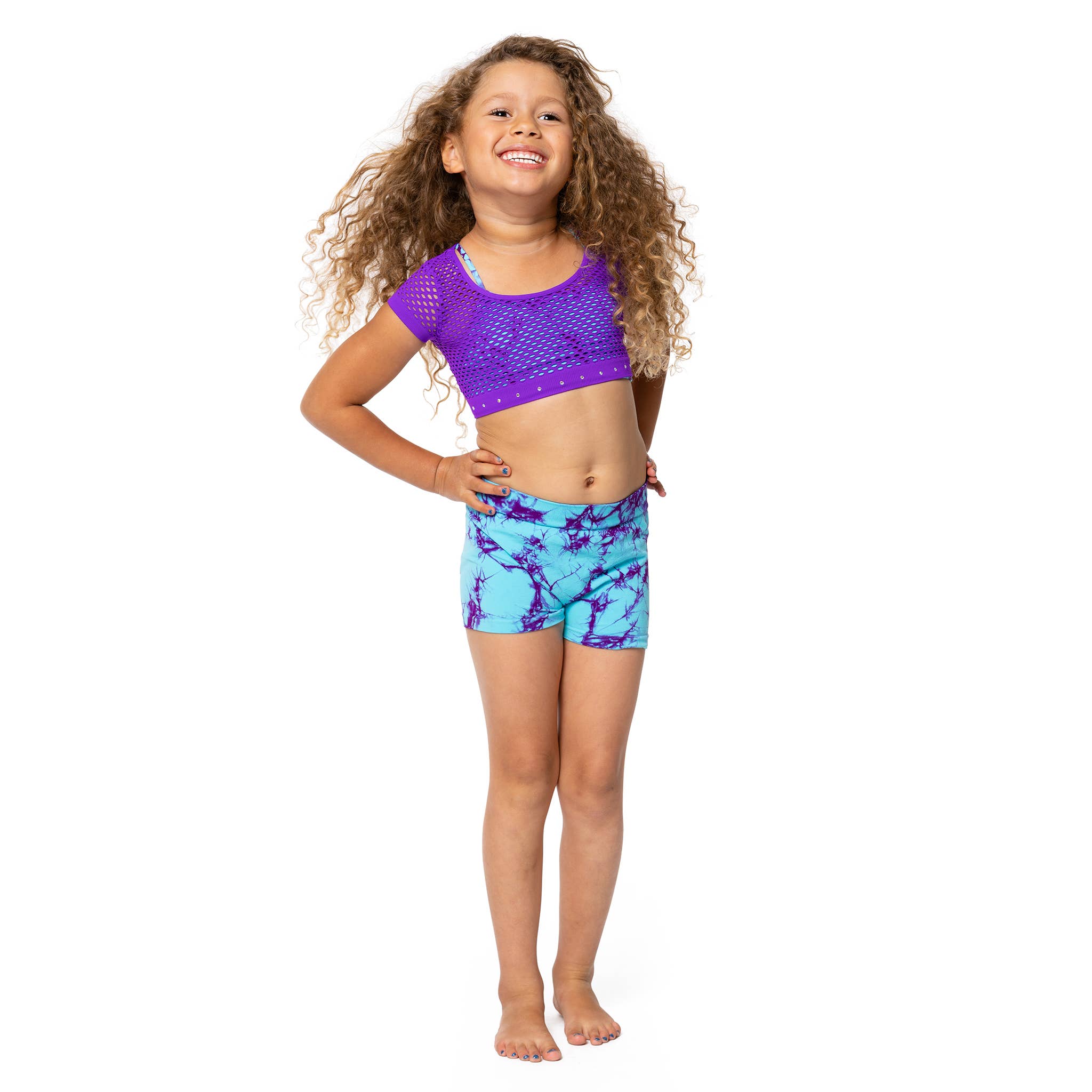 Malibu Sugar - Vente Débardeur – enfant - Top Crop Dance en maille avec bande en strass pour petites filles, 4 à 6 pièces16
