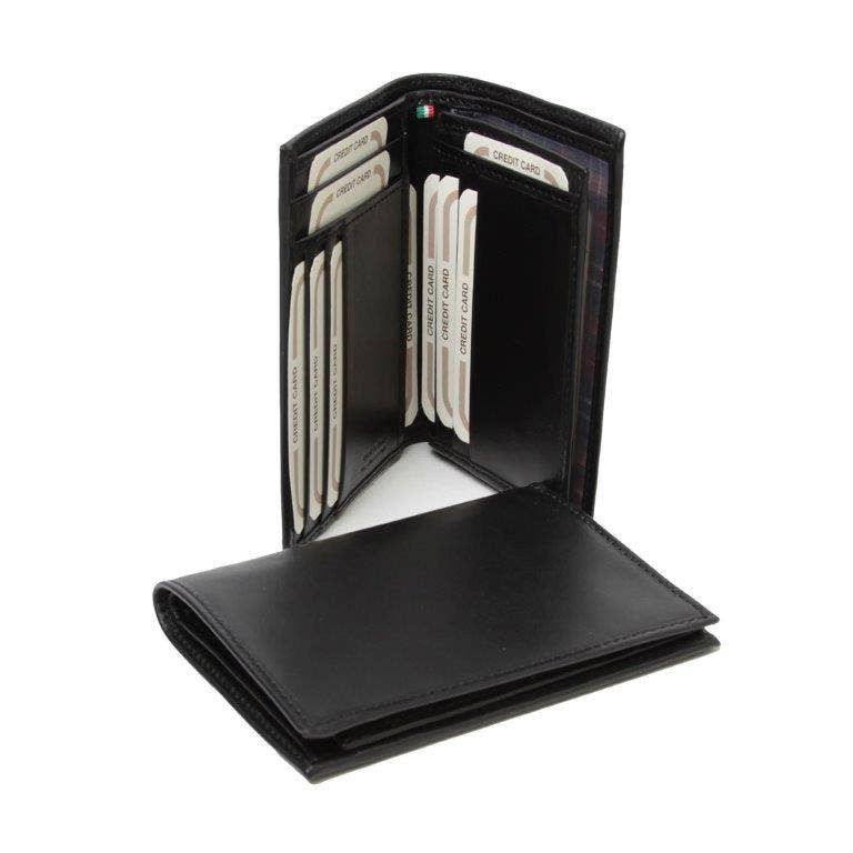 Old Angler Firenze - Vendita all'ingrosso Portafogli - Uomo - Portacarte in pelle nera con tasche per documenti e luce1