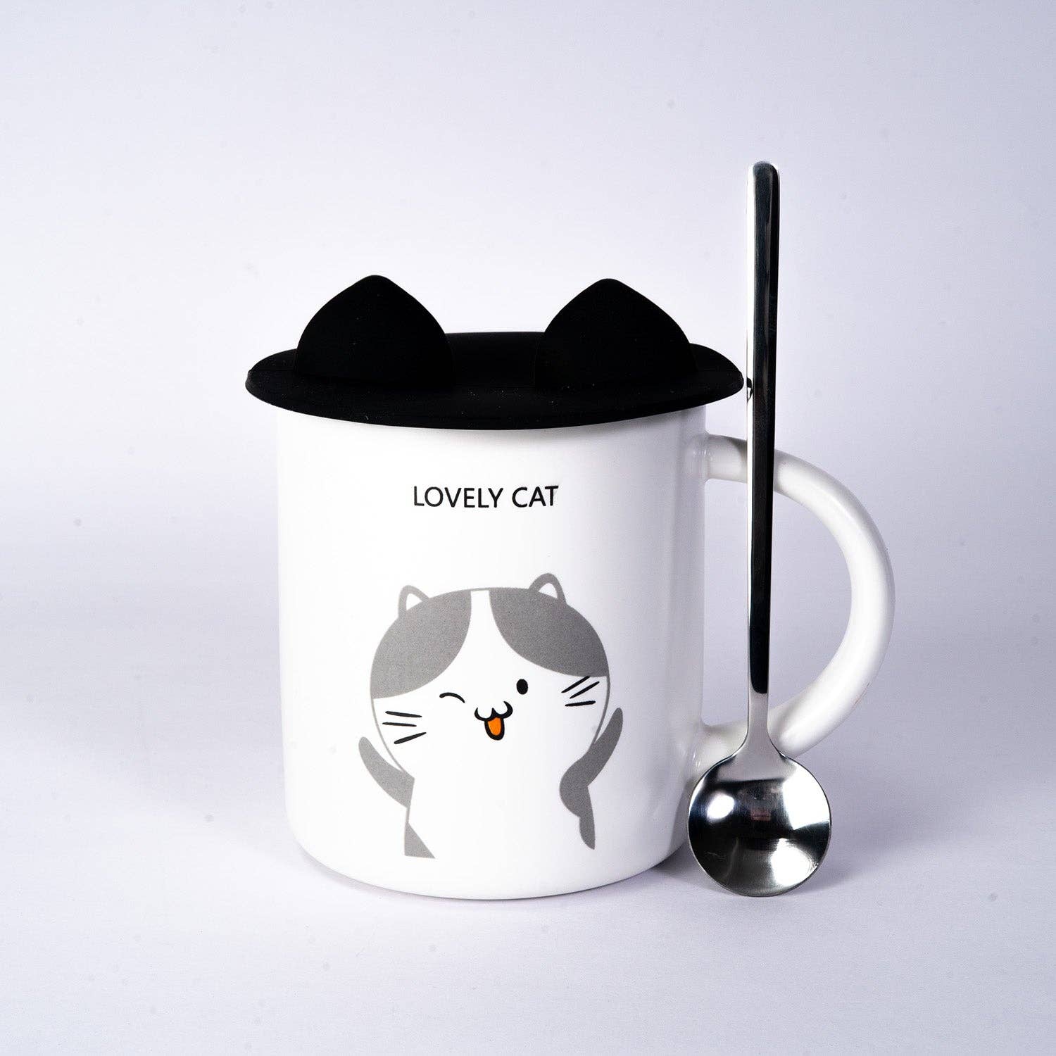 Urban Tokyo - Wholesale Coffee Mug - Lovely Cat 12oz Mug With Lid and Spoon (10/30)6
