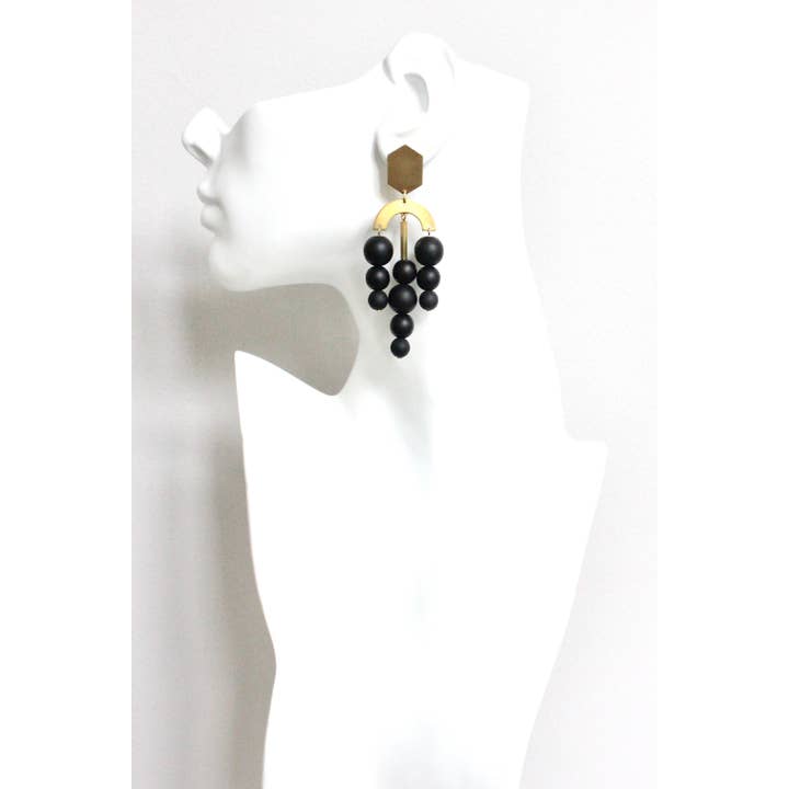 David Aubrey Jewelry - Venta al por mayor Pendientes colgantes - Pendientes HYLE78 Jet Glass con forma de poste1