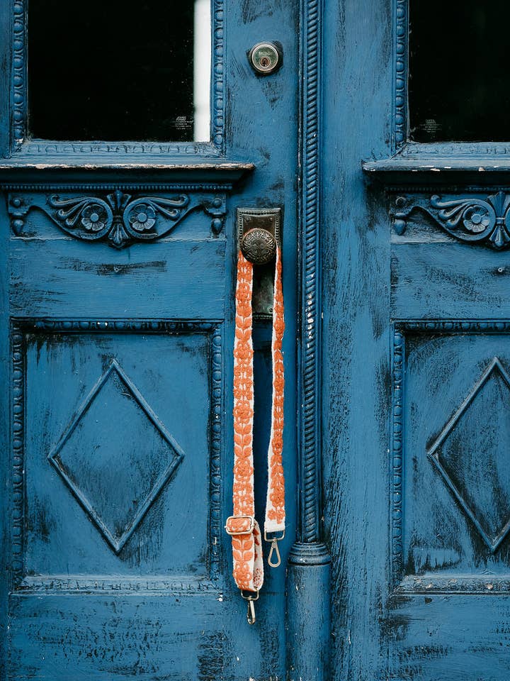 White and Burnt Orange Adjustable Strap for wholesale by Madeline Parks®