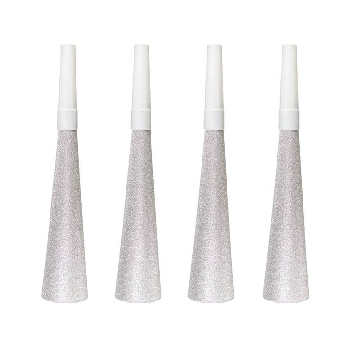 Silver Glitter Horns 19 cm - 4 pieces for wholesale by Folat BV