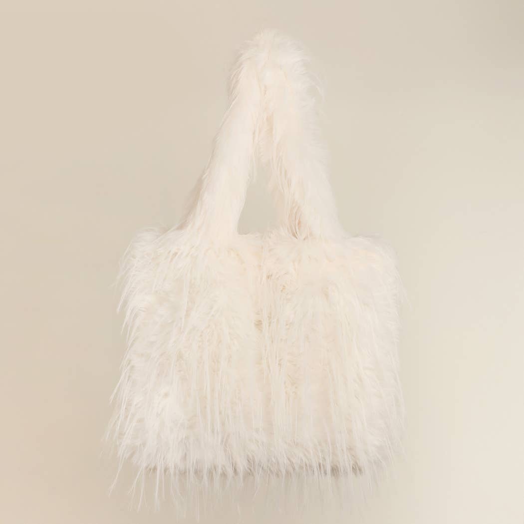 Fashion City - Wholesale Tote Bag - Unisex - Fluffy Faux Fur Tote Solid Color Shoulder Handbag3