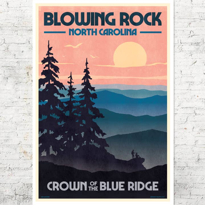 Red Robot Design & Illustration - Wholesale Art Print - North Carolina Modern Blowing Rock Print Poster Wall Decor1