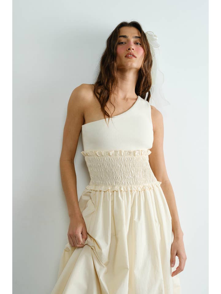 Creamon – wholesale Klänning - Dam – Maxiklänning i poplin med en axel5