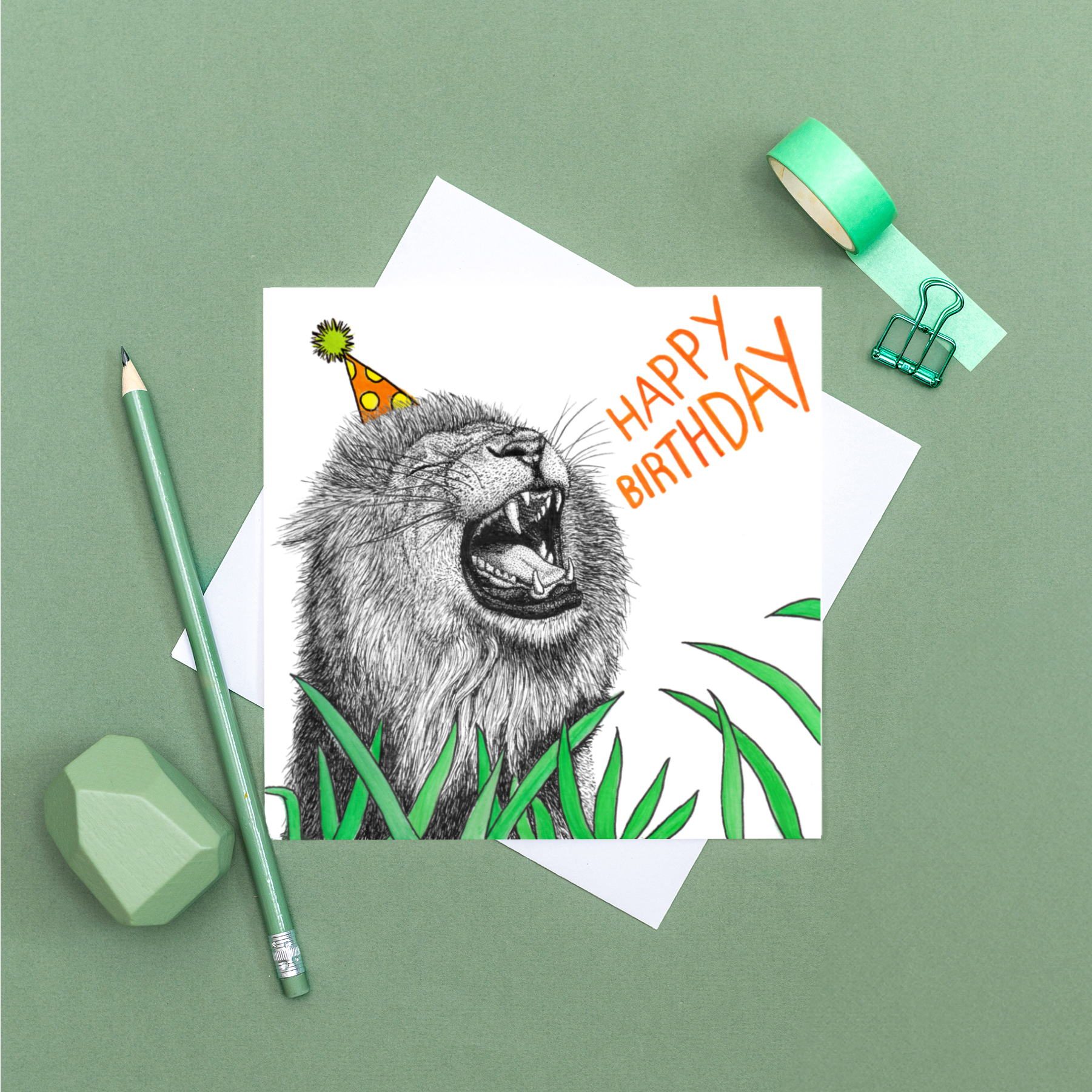 Wild Lines - Wholesale Birthday Card - Lion Cards // Lion Birthday Card, Eco-friendly Wildlife Card5
