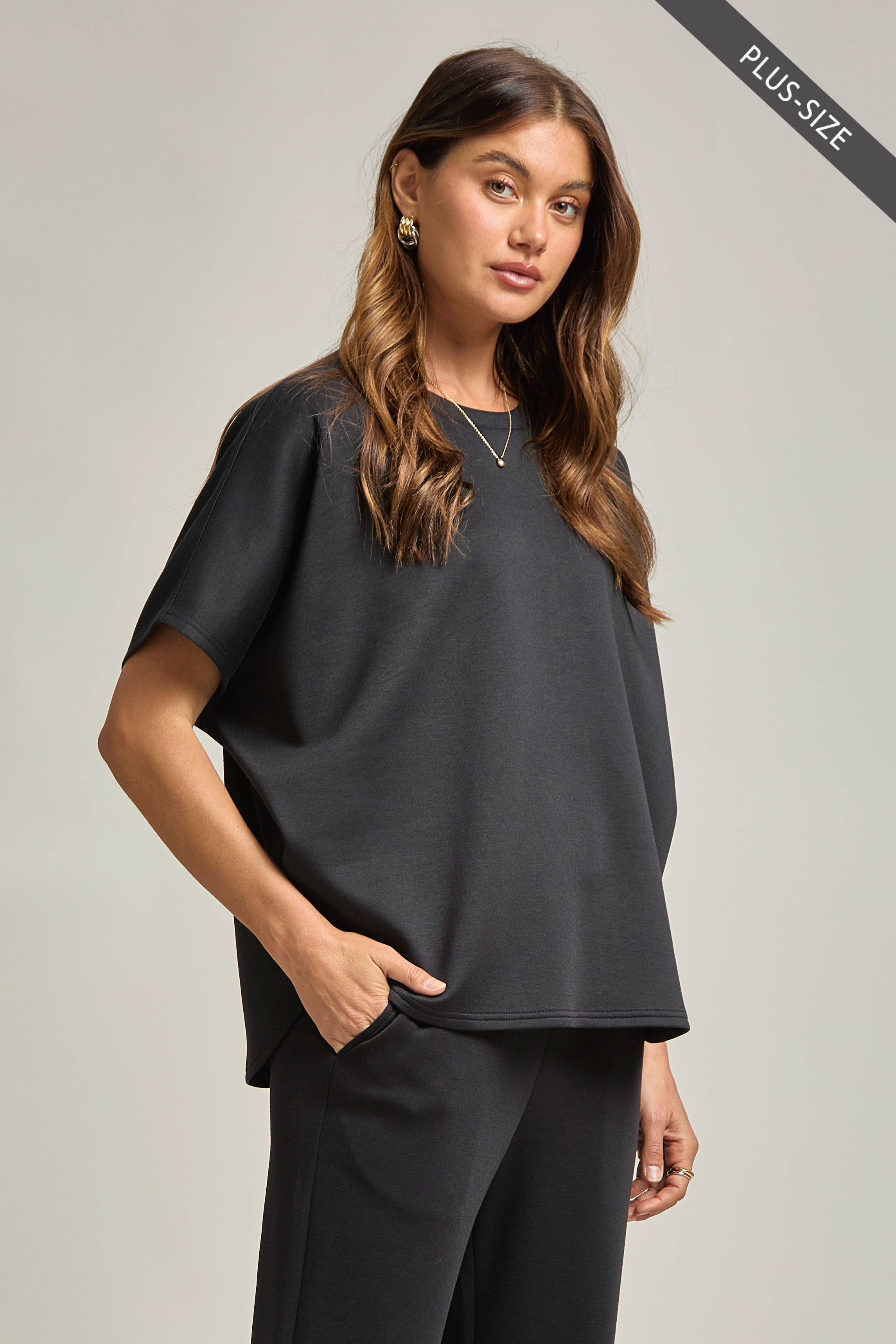 Dear Scarlett - Wholesale Top & Pant Set (NOT Loungewear) - Women's - PLUS SIZE Poncho Top + Bell Bottom Modal Set 9