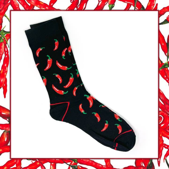 Hot Tamale Chili Pepper Socks – Spicy & Fun Crew Style for wholesale by Rainbow Unicorn Birthday Surprise