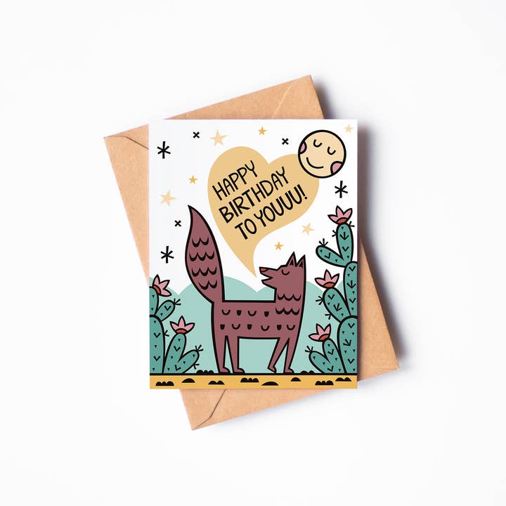 Howling Wolf Birthday Card for wholesale by Allie Ogg