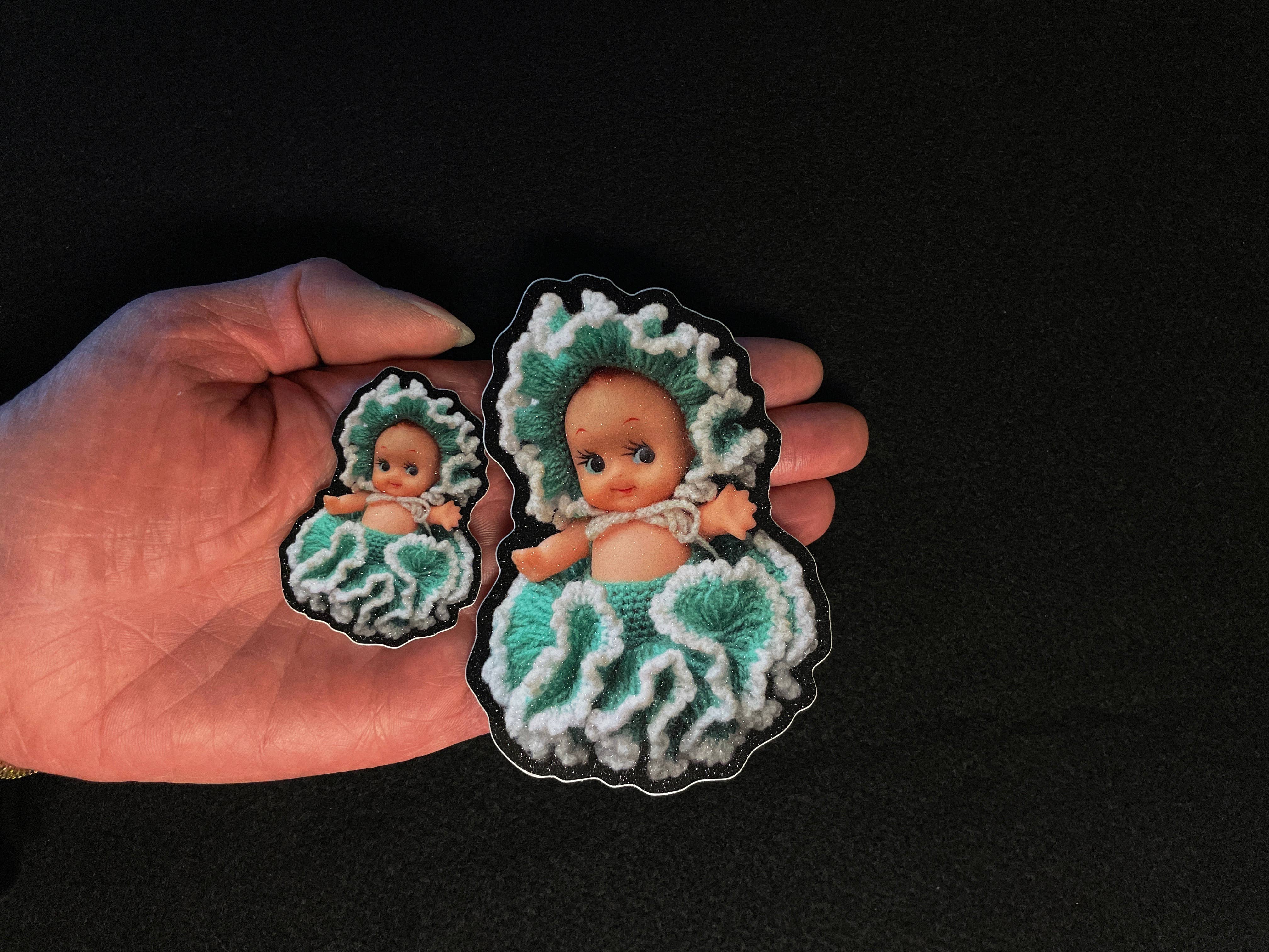 Aimee Miller Art - Wholesale Sticker - Ruffle Kewpie Doll Glitter Sticker 1