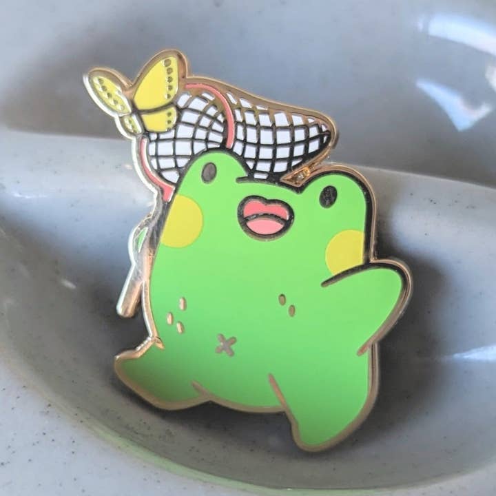 Pin esmaltado Bug Catcher Frog para venta al por mayor de Arcasian