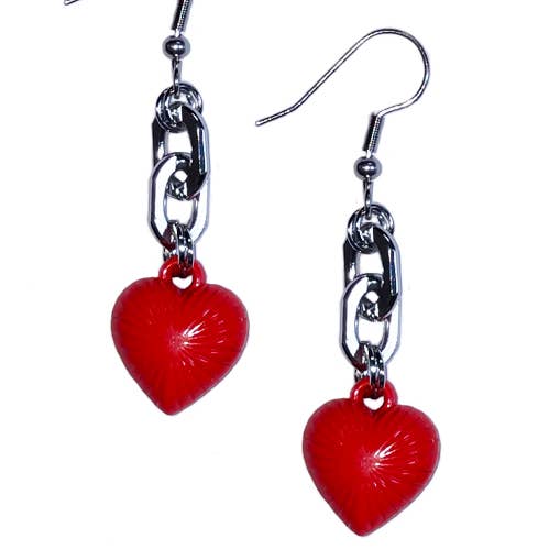 PENDIENTES COLGANTES CORAZÓN ENCADENADO para venta al por mayor de Pinky Star