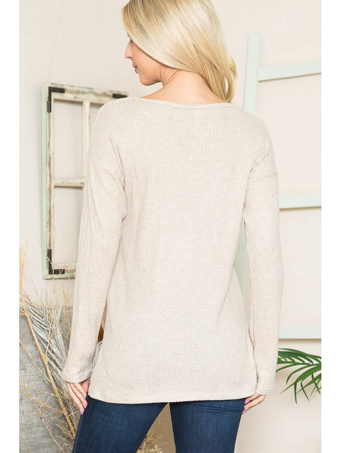 Burgundy Apparel - Wholesale Knit Top - Women's - BASIC KNIT V-NECK LONG SLEEVE TOP19