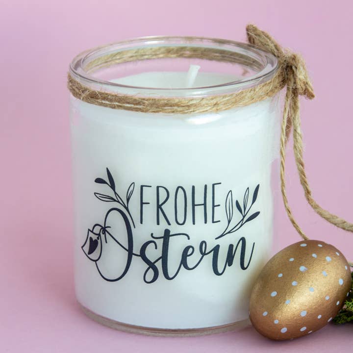 Osterkerze - Motiv Frohe Ostern Zweige für den Großhandel von Emma's Summer