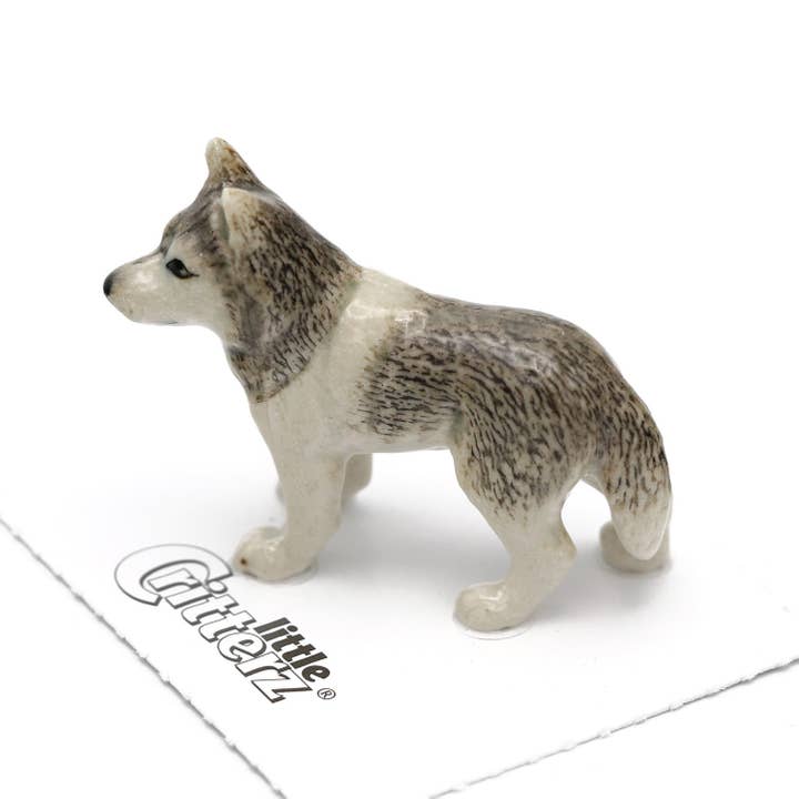 Little Critterz - Wholesale Decorative Figurine - Silver Siberian Husky Porcelain Miniature