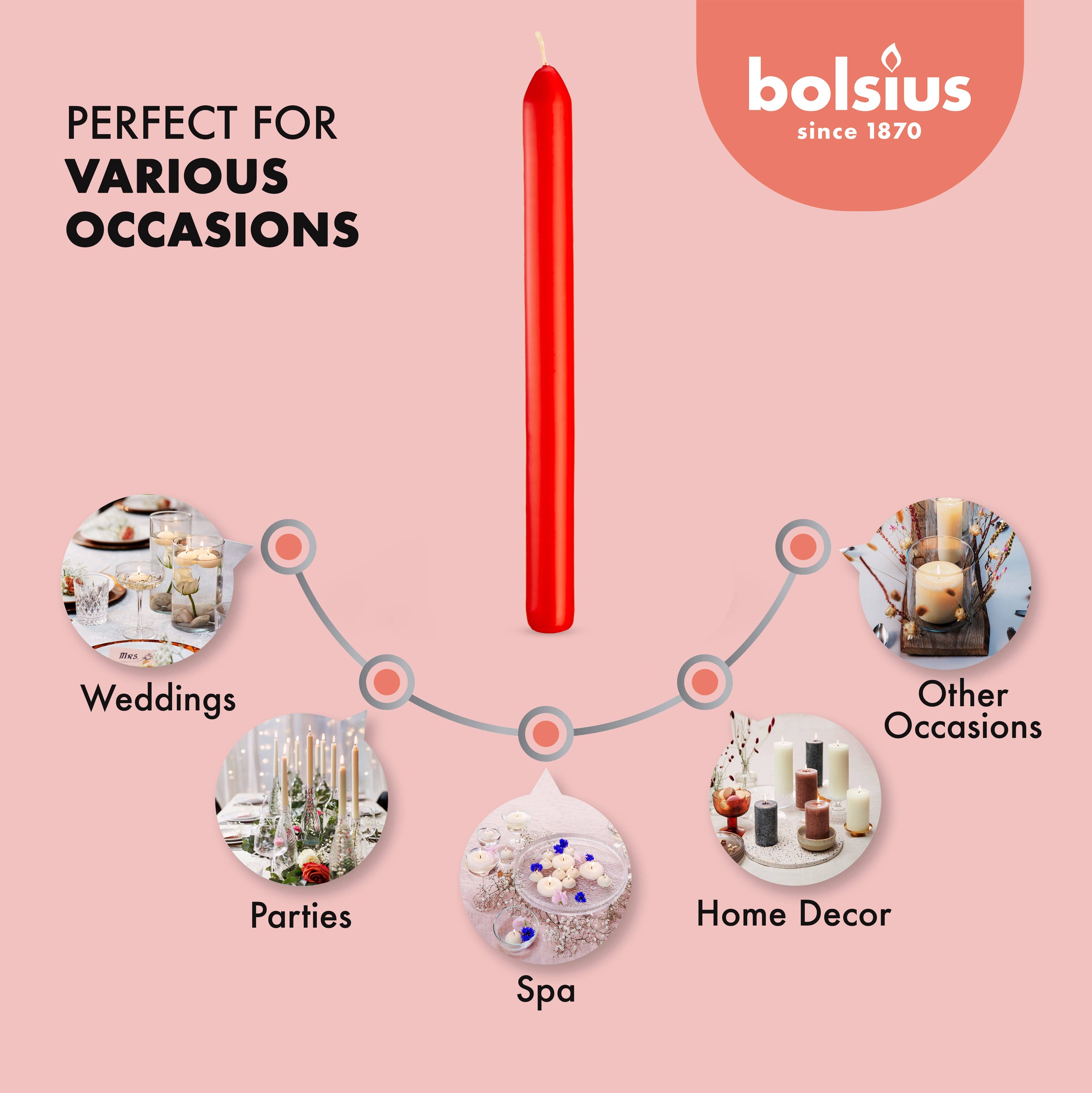 BOLSIUS - Wholesale Tapered Candle/Candlestick - 9 Inch Dinner Taper Candles 10 Pack - Wedding, Decorative, Holiday, Colored Unscented Taper Candles19