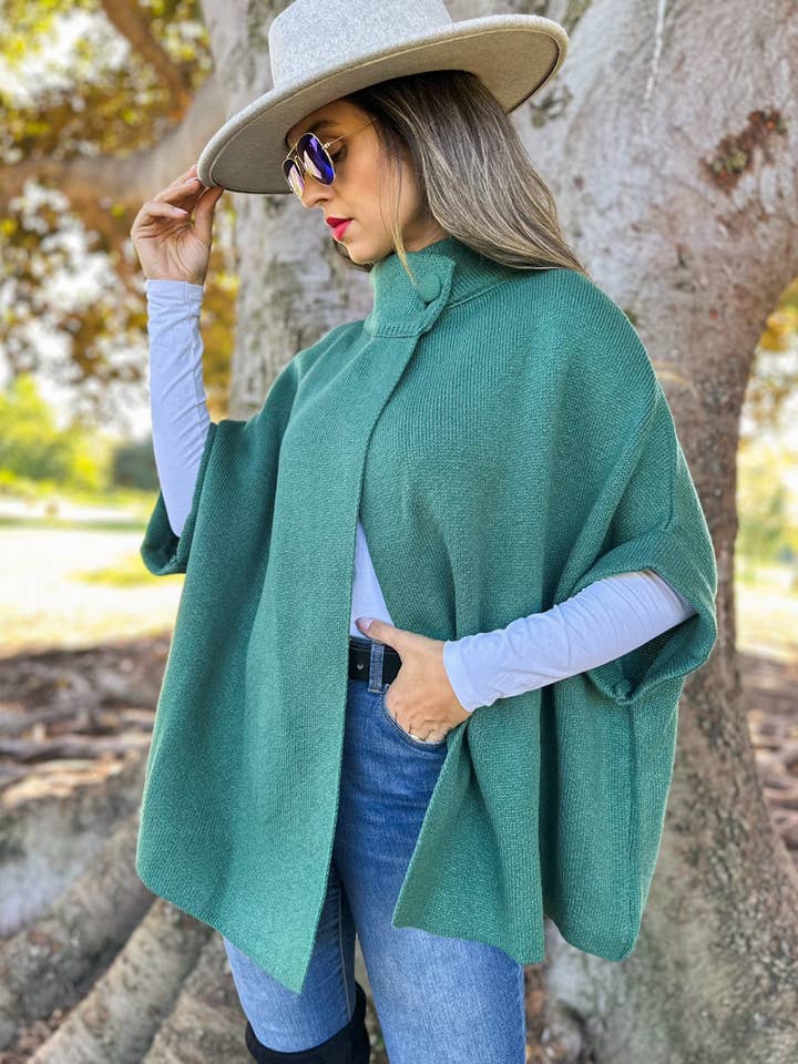 Solid Knitted Cardigan with Neck Button  for wholesale by AMOLI