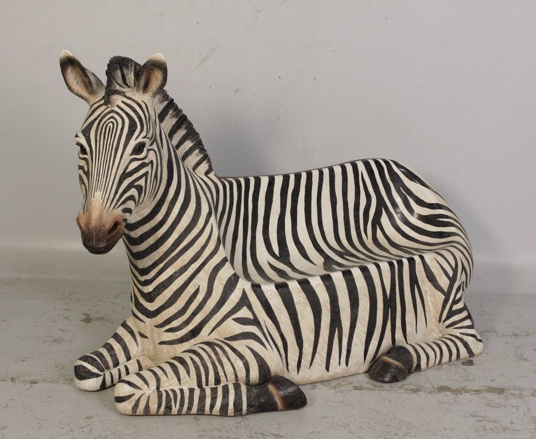 LM Treasures - Wholesale Decorative Tabletop Object - Zebra Bench Life Size Statue4
