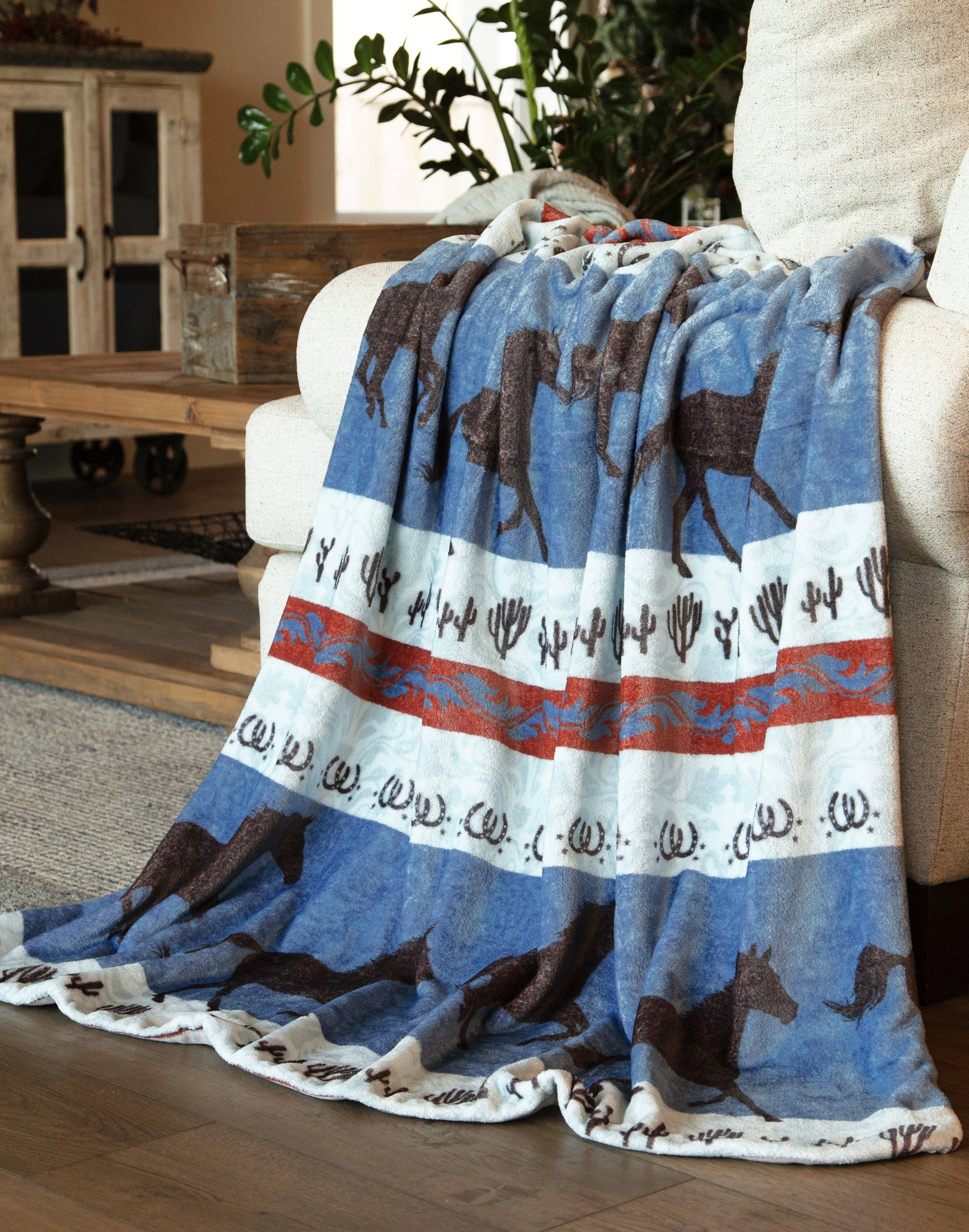 Carstens, Inc. - Wholesale Throw Blanket - Dancing Desert Horse Heavy Plush Throw5