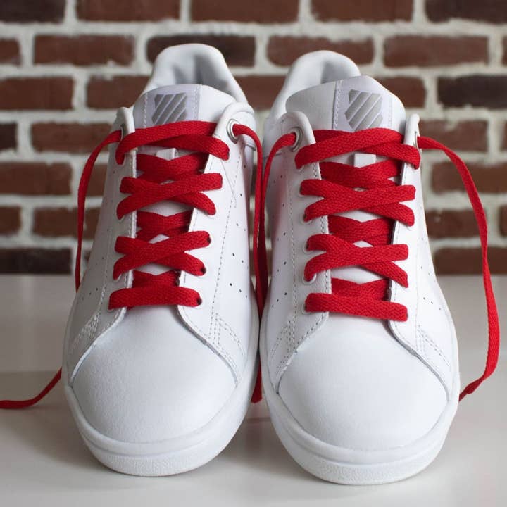 Flat Red Shoelaces for wholesale by furiouslaces