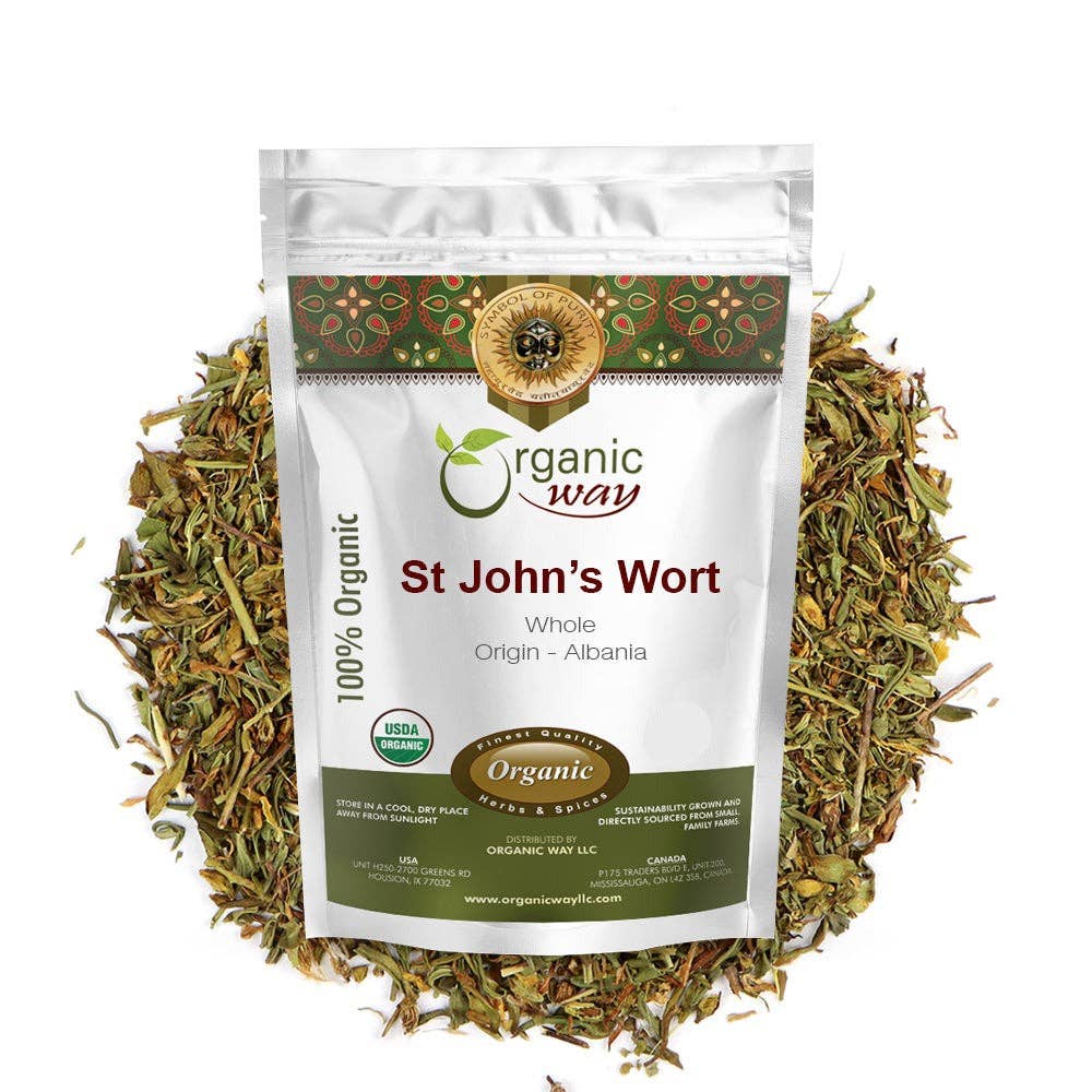 Organic Way LLC - Wholesale Herbs - St. John's Wort Whole (Hypericum perforatum) - Herbal Tea | European Wild-Harvest | Kosher & USDA Certified | Vegan, Non GMO & Gluten Free | Origin - Albania0