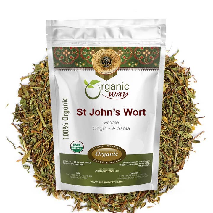 Organic Way LLC - Wholesale Herbs - St. John's Wort Whole (Hypericum perforatum) - Herbal Tea | European Wild-Harvest | Kosher & USDA Certified | Vegan, Non GMO & Gluten Free | Origin - Albania0