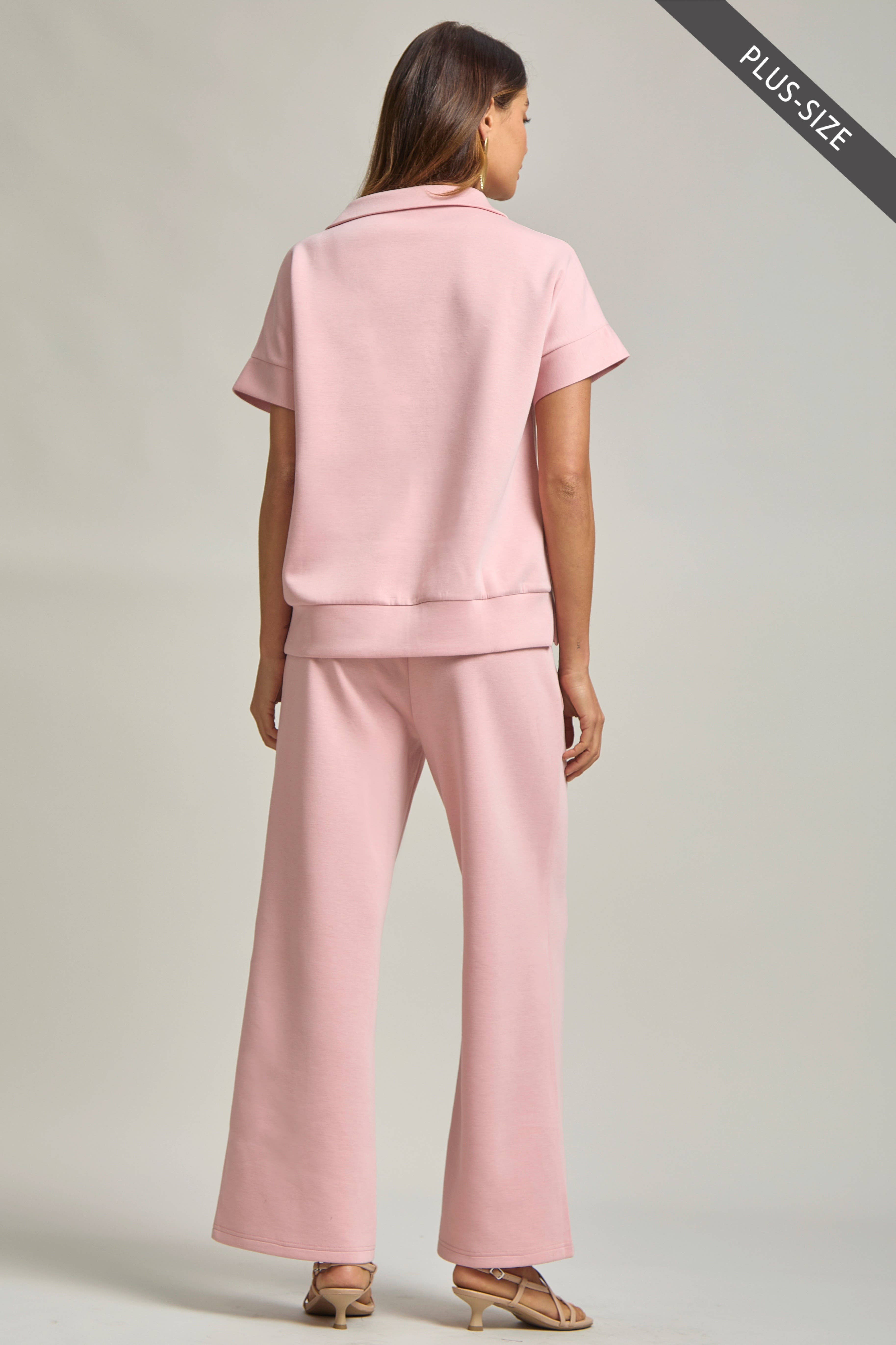 Dear Scarlett - Wholesale Lounge Set - Women's - PLUS SIZE Quarter Zip + Pants Modal Set TRVSET-CATALINAP32