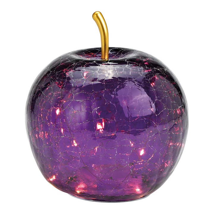Apple with 20 LED with Timer made of Glass Dark Purple (W/H/D) 16x17x16cm for wholesale by Wurm