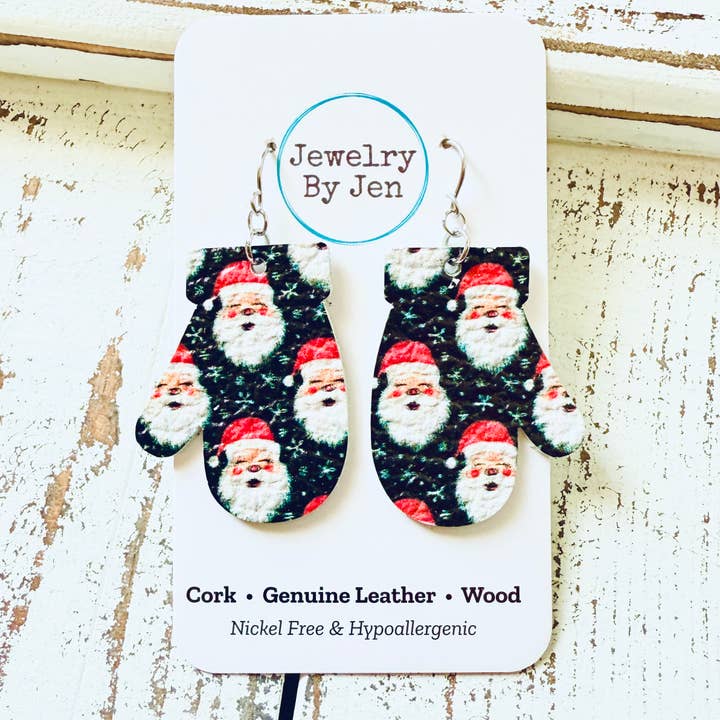 Mitten Earrings: Santa for wholesale by Jewelry By Jen