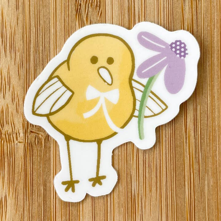 Autocollant Fleur Poussin, Design Adorable de Pâques pour la vente par Lovely Paper