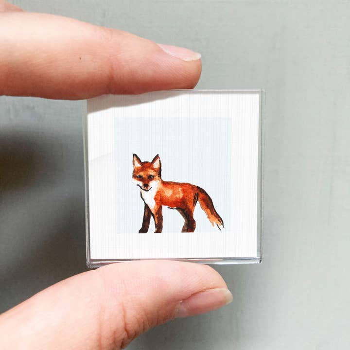 Fox Mini Art Print - 1.5"-2.5" Framed for wholesale by Mick's Art Goods