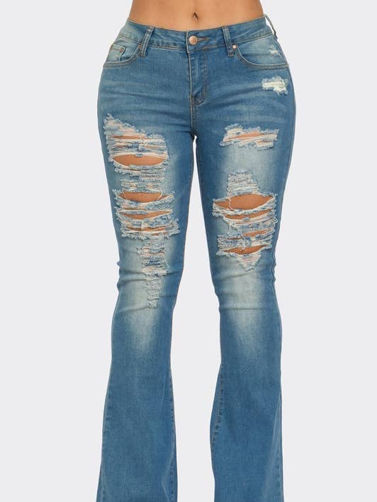 Denim Women Stretch Flare Jean Bootcut Bell Bottom Pants for wholesale on Faire0