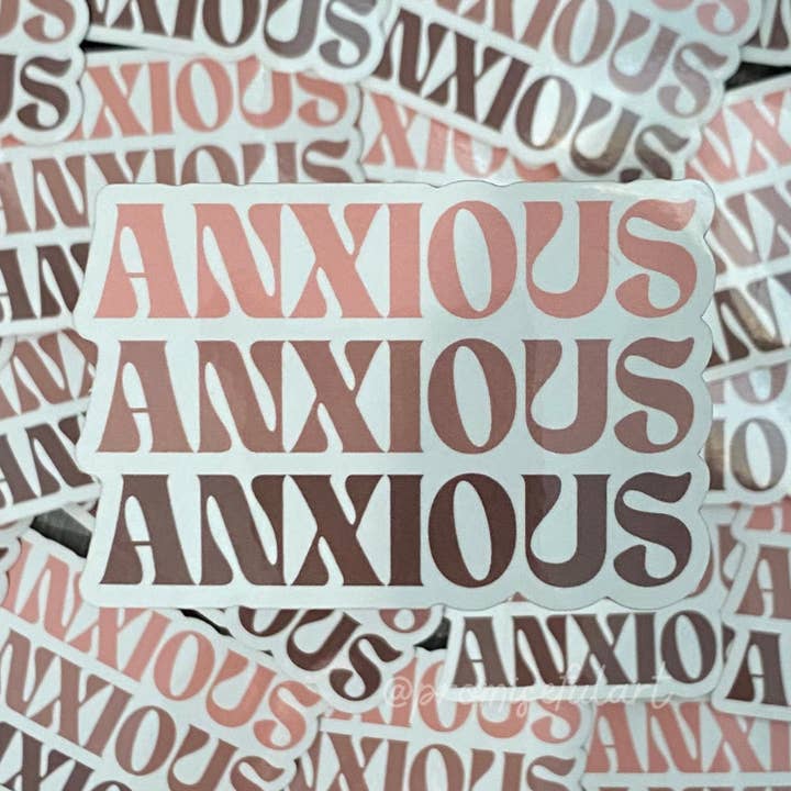 Autocollant en vinyle découpé à la forme anxieux rose poudré dégradé pour la vente par Promiseful Art