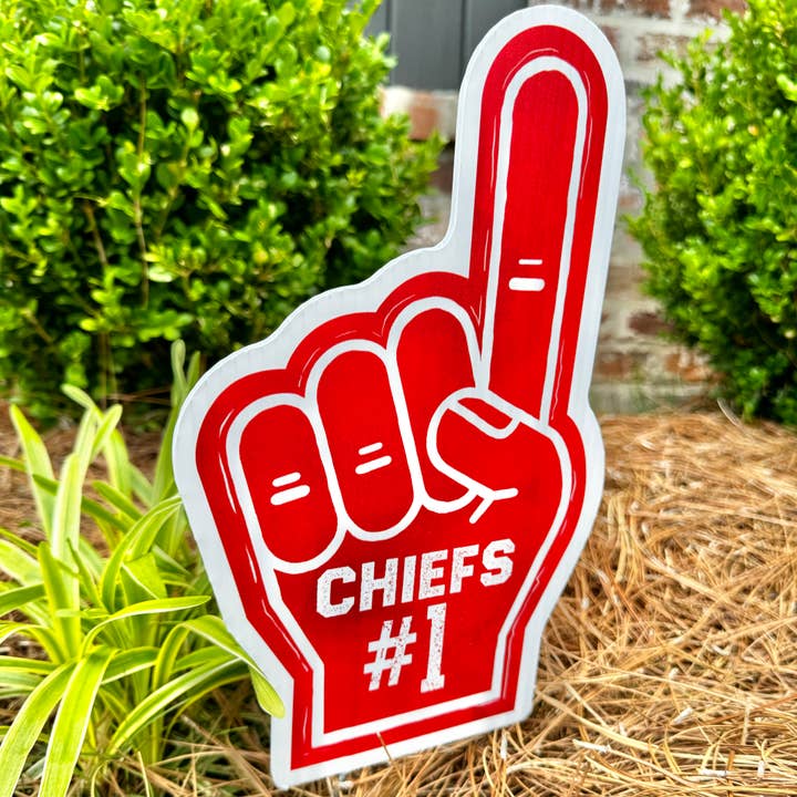 Songbird Grove Collection - Wholesale Garden/Lawn Stake - Mini Chiefs #1 Foam Finger Garden Stake