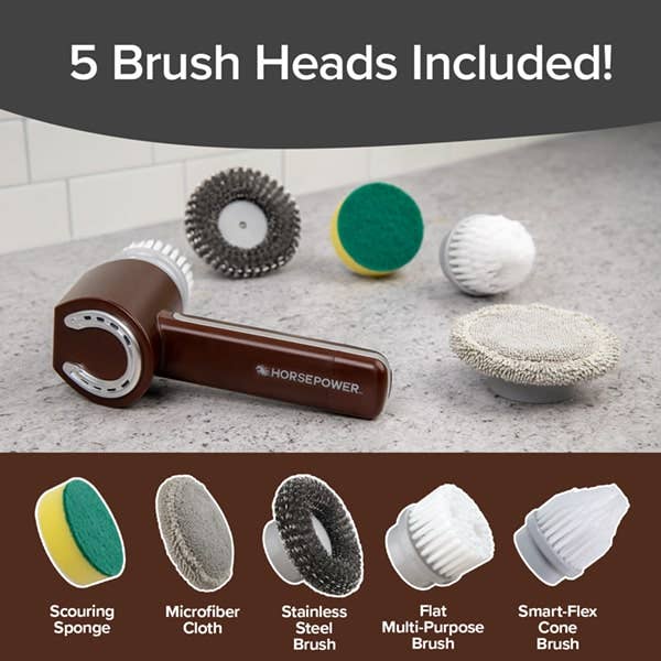 BulbHead - Wholesale Cleaning Brush - Horsepower Scrubber | 5 Brush Heads | 350 RPM | Cordless6