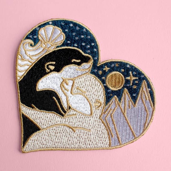 Hugging Otters Iron-on Patch for wholesale by Glitter Punk