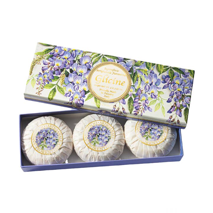 Saponificio Artigianale Fiorentino Wisteria 3-PC Soap Set for wholesale by Gentil Scents