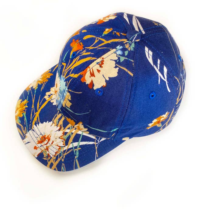 "Blue Blooms" Vintage Floral Baseball Hat for wholesale by Late to the Party
