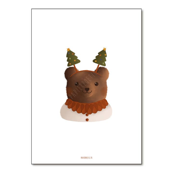 Display/Poster "Bear Portrait" winter for wholesale by Papier Poetic