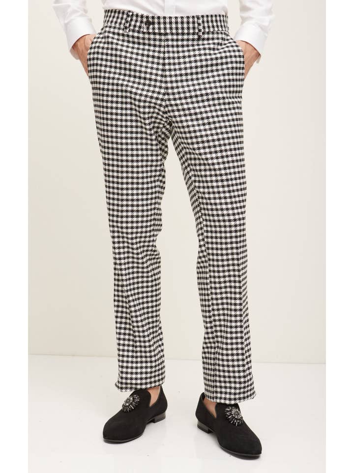 Men's Houndstooth Dress Pants - Black White for wholesale on Faire