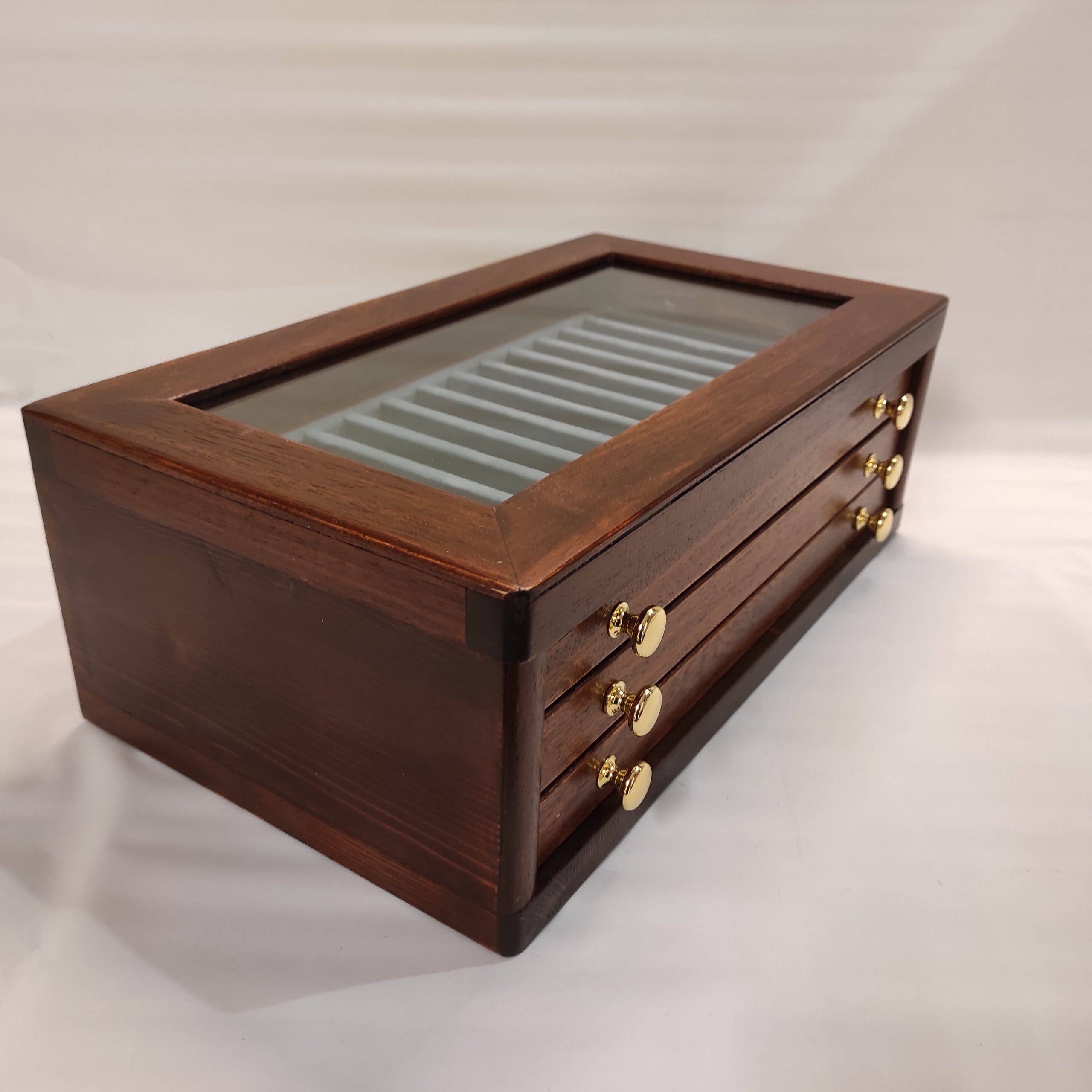 Coins&More - Wholesale Pen & Pencil Holder - Wooden cabinet for 39 collectible pens0