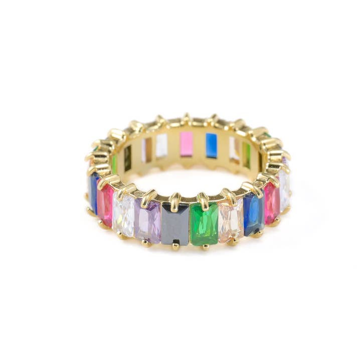 Blueyejewelry – Engroshandel Ring med sten – Bred baguette-skåret diamantring med CZ11