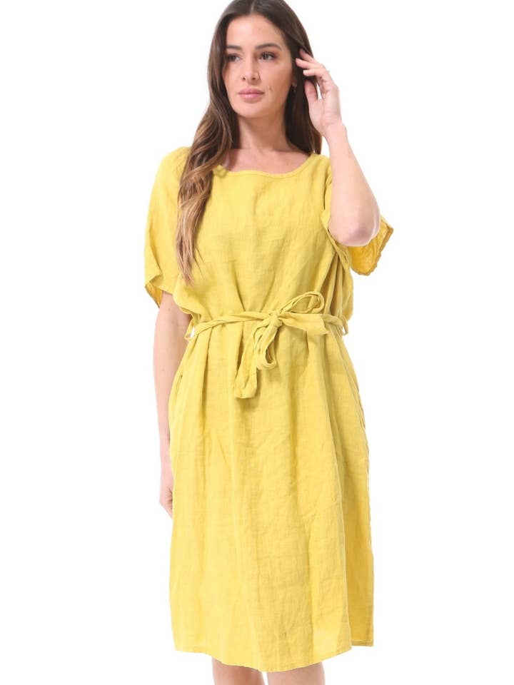 Long dress in 100% linen REF.1343/1 for wholesale by LÉA & LUC
